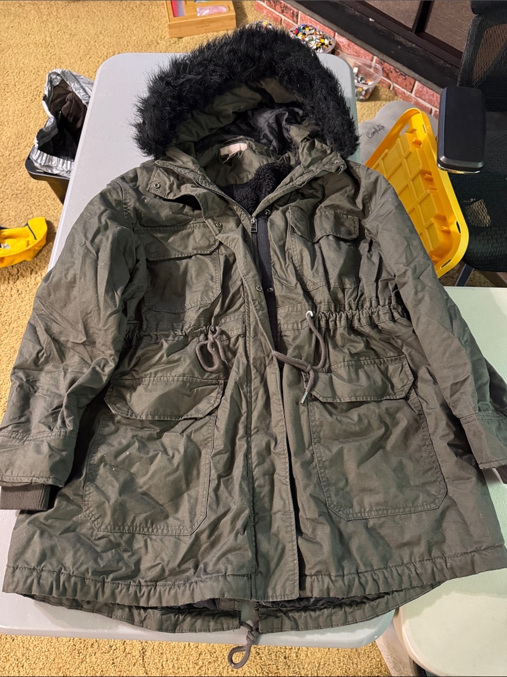 Women’s H&M olive green utility parka size 2XL
